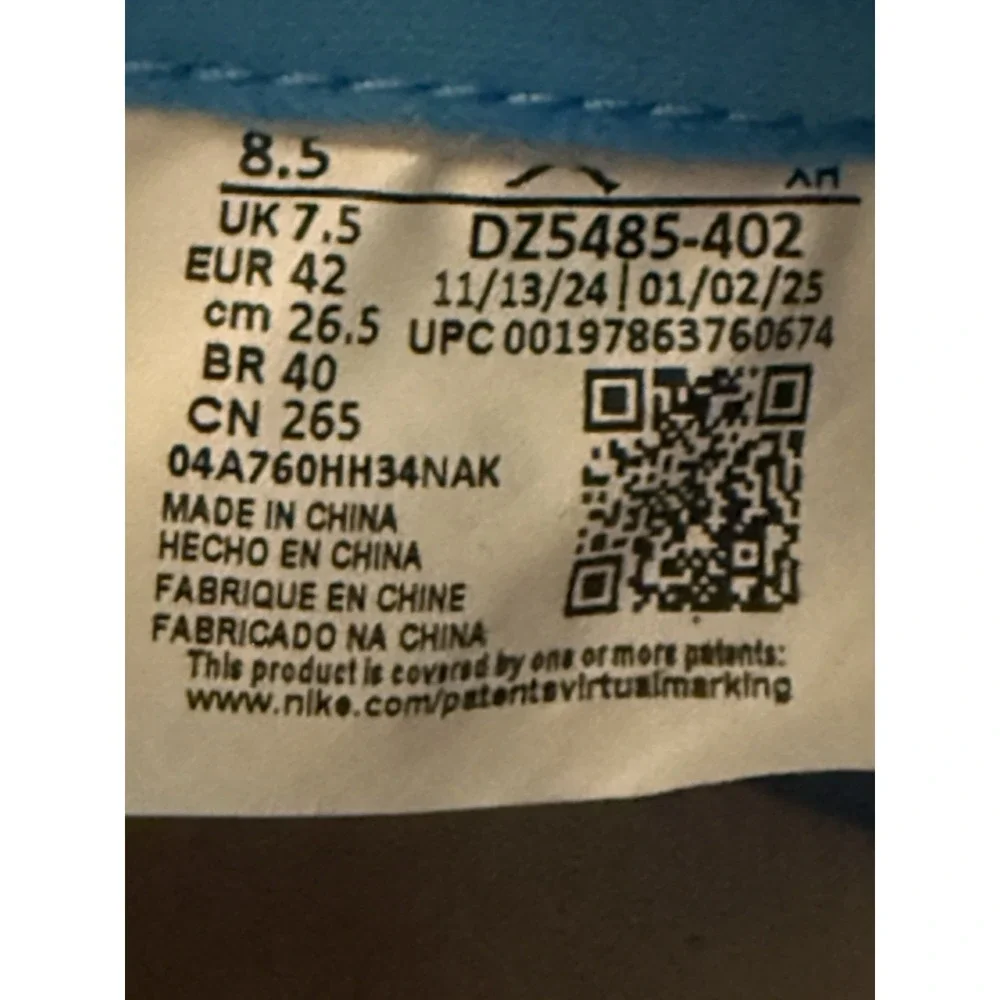 Air Jordan 1 Retro High OG DZ5485 Powder Blue Men's Size 8.5